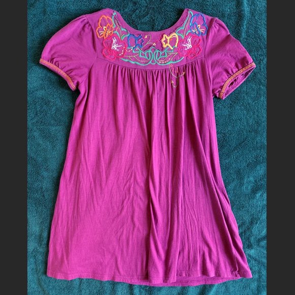 Purple Embroidered Topshop Tunic - Picture 1 of 5
